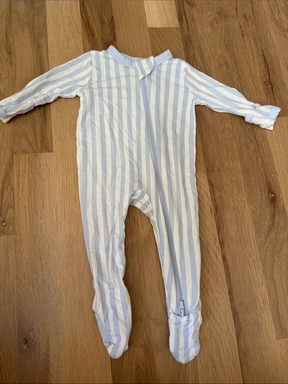 Kyte BABY Light Blue & White Striped Footie One-Piece